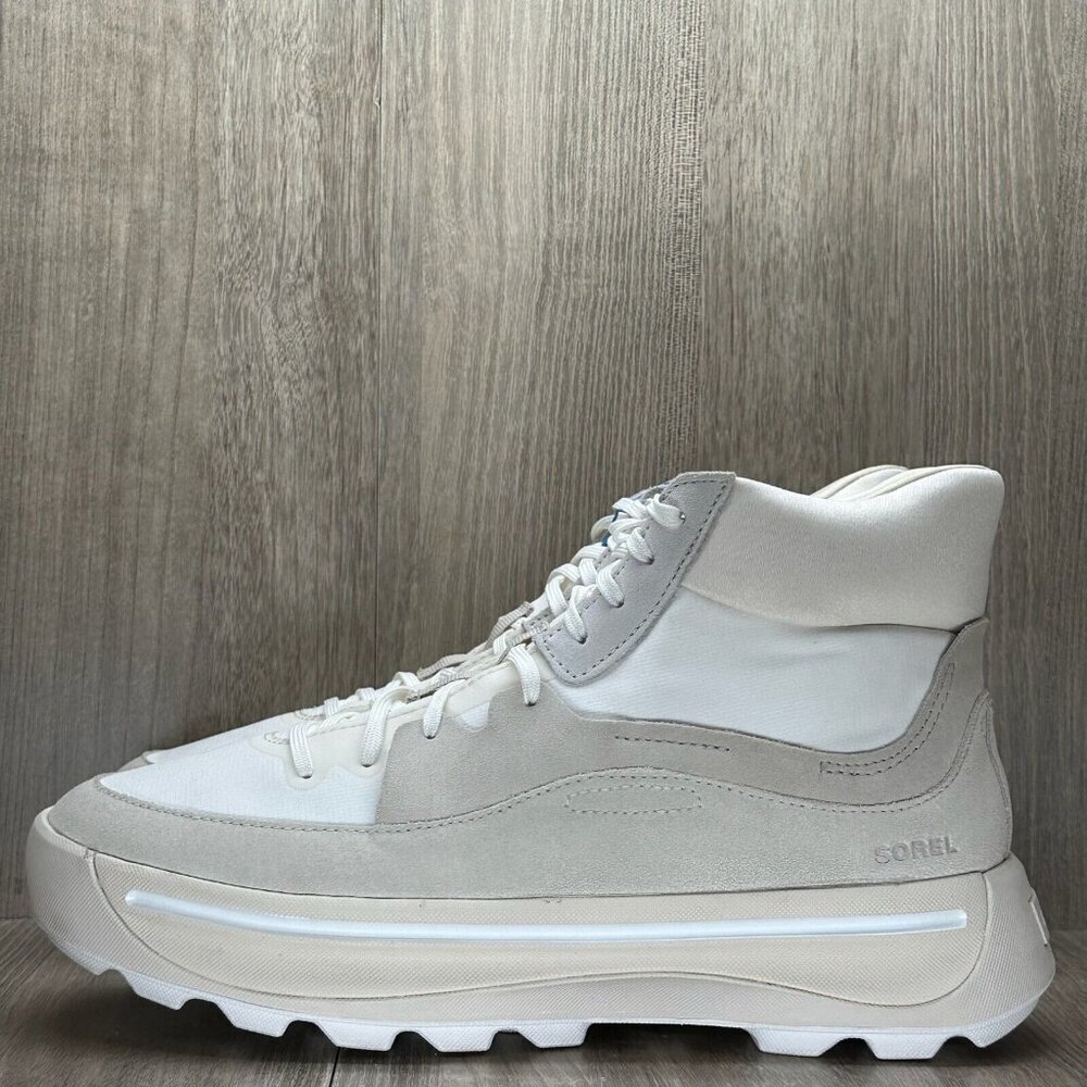 Sorel Shoes Womens Sz 12 Out N' About 503 Lace Up Mid Sneaker Suede Off White - Picture 4 of 12